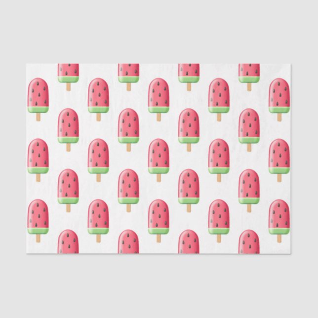 Watermelon Popsicle (Design 41 Red Series) Tissue Paper (Front)