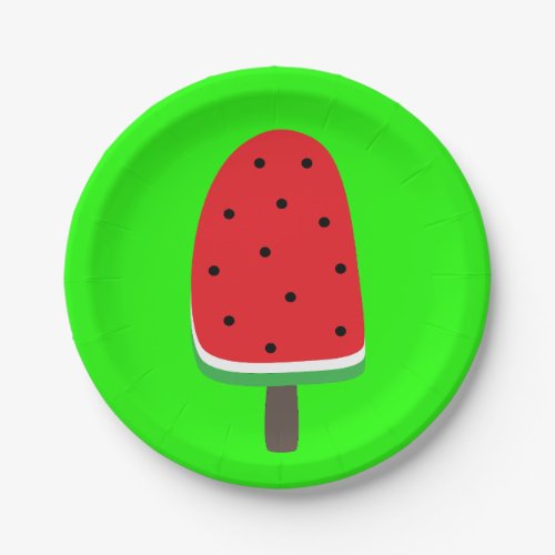 Watermelon Popsicle Paper Plates