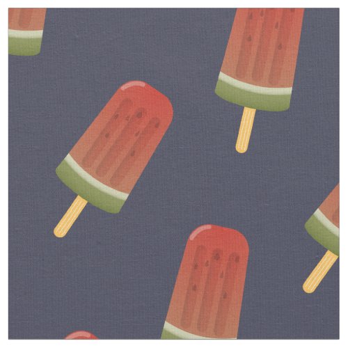 Watermelon Popsicle Pattern Navy Blue Fabric