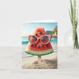 Watermelon Popsicle With Sunglasses Card