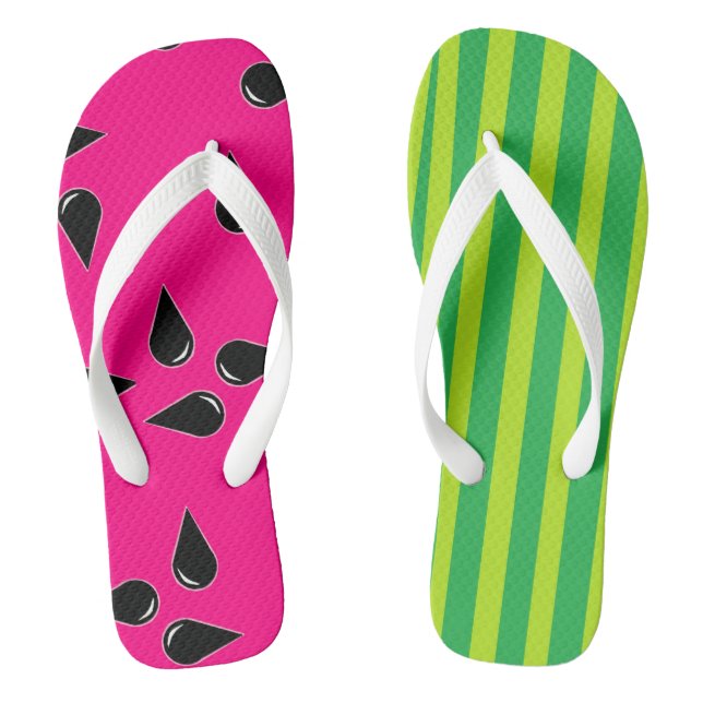 Watermelon Print Adult Flip Flops, Wide Straps Flip Flops (Footbed)