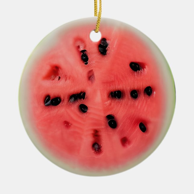 Watermelon Pun Personalized Christmas Ceramic Ornament (Front)