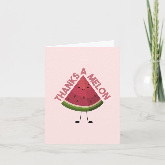 Watermelon Pun: Thanks a Melon Thank You Card (Front)