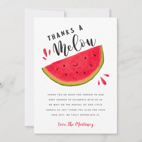 Watermelon Red and Pink Baby Shower Thank You Card