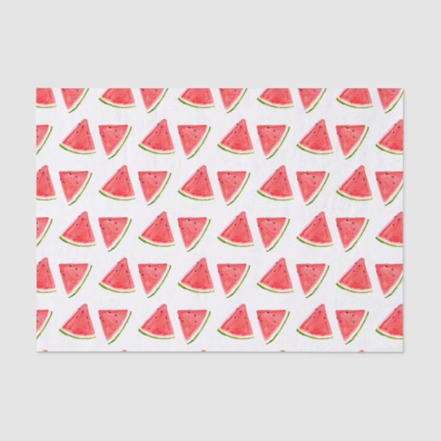 Watermelon Red fruit watercolor Food Pattern Tissue Paper (Front)