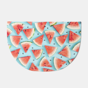 Watermelon, red on blue, summer. doormat