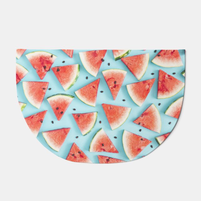 Watermelon, red on blue, summer. doormat (Front)
