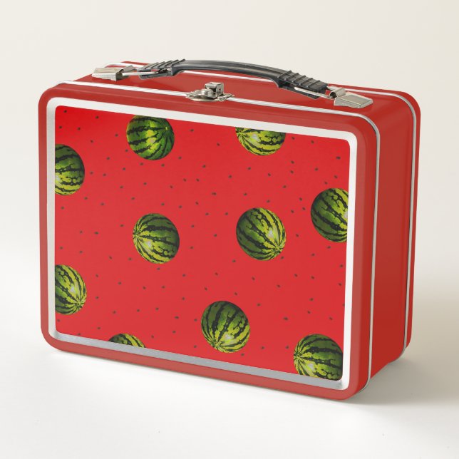 Watermelon Red with Seeds Metal Lunch Box (Front)