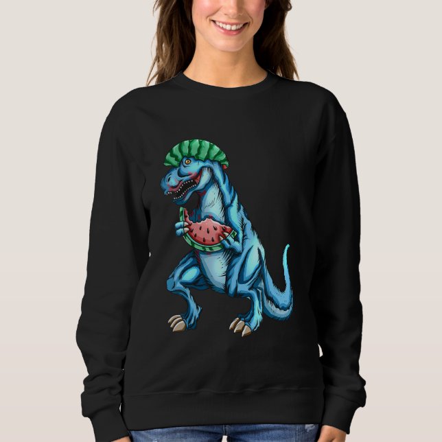 Watermelon  rex Dinosaur Dino Fan Melon Sweatshirt (Front)