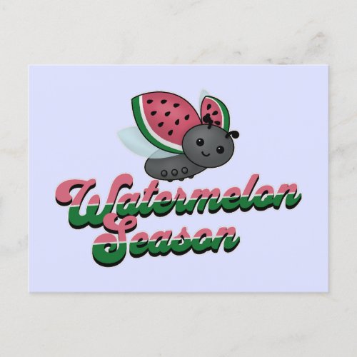 Watermelon Season Ladybug Postcard