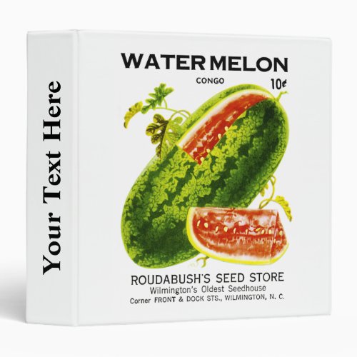 Watermelon Seed Packet Label 3 Ring Binder