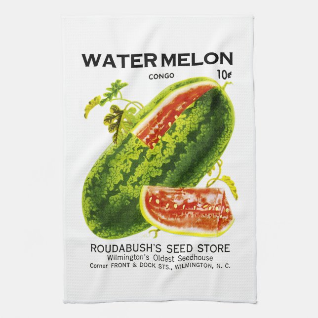 Watermelon Seed Packet Label Kitchen Towel (Vertical)