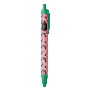 Watermelon Seeds Fruit Pink Red Faux Glitter Pen
