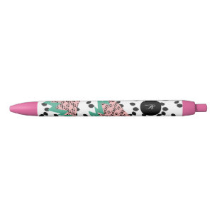Watermelon Seeds Fruit Slices Pink Green Initial Pen