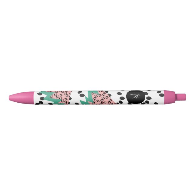 Watermelon Seeds Fruit Slices Pink Green Initial Pen (Front)