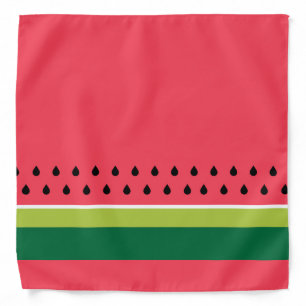 Watermelon Seeds Girly Pink Green Striped Bandana