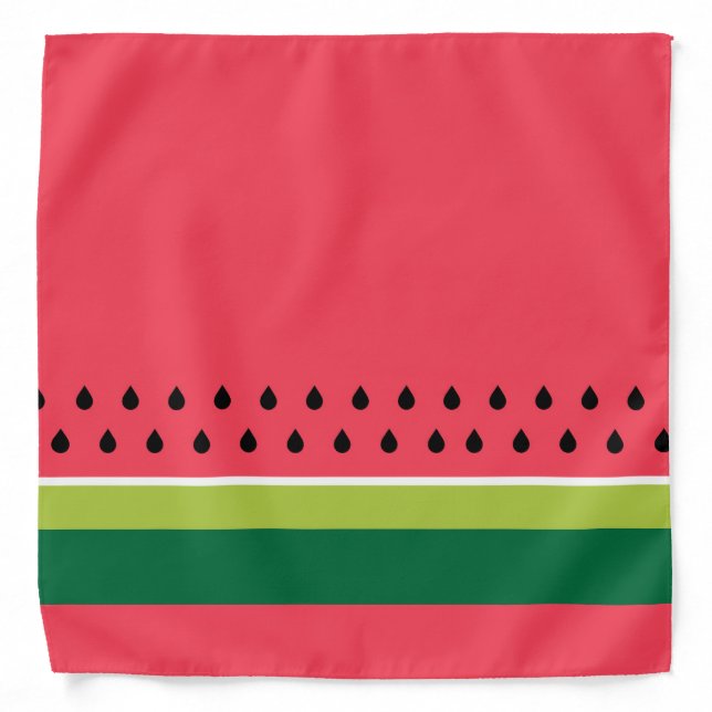 Watermelon Seeds Girly Pink Green Striped Bandana (Front)