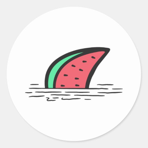 Watermelon shark classic round sticker