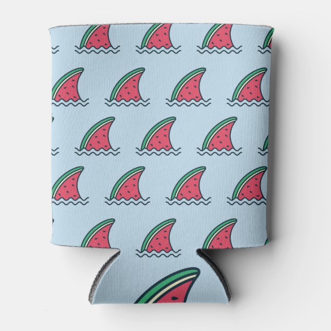 Watermelon shark: wave pattern design. can cooler (Front)