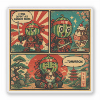 Watermelon Shogun Ice Cream — Funny Procrastinatio Sticker