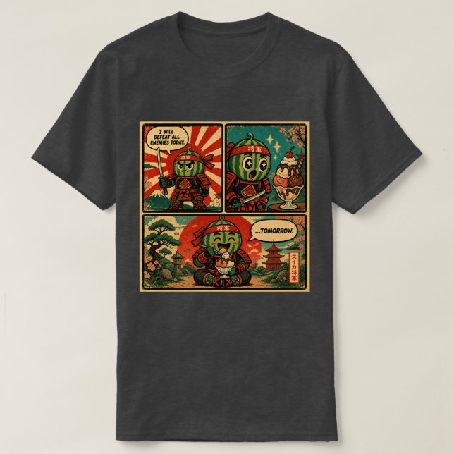 Watermelon Shogun Ice Cream — Funny Procrastinatio T-Shirt (Design Front)