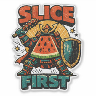 Watermelon Shogun – SLICE FIRST Retro Comic Style Sticker