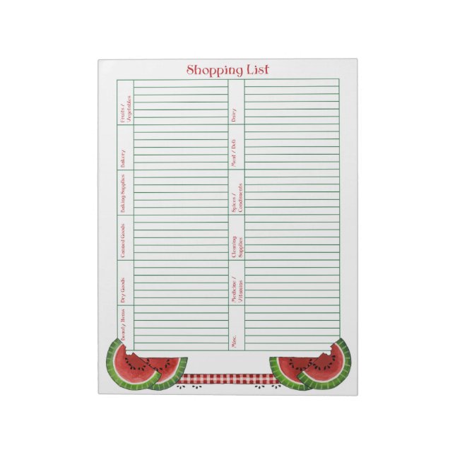 Watermelon Shopping List Notepad (Rotated)