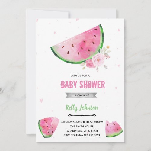 Watermelon shower birthday invitation