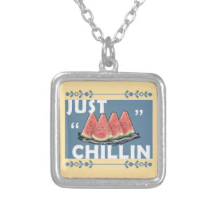 watermelon silver plated necklace