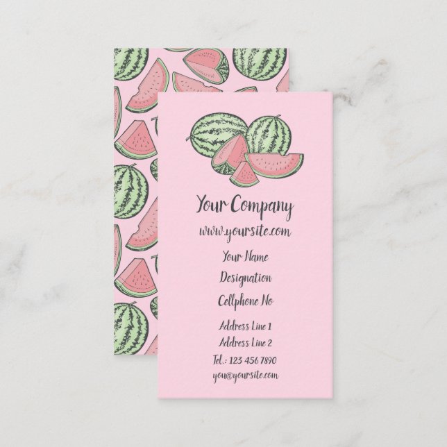 Watermelon Sketch Vertical Business Card (Front/Back)