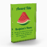 Watermelon Slice Acrylic Award<br><div class="desc">Ripe red watermelon slice. Custom background color. Custom text.</div>