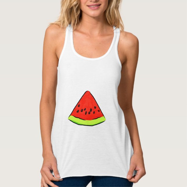 Watermelon Slice Art Drawing Watermelon Red Green Tank Top (Front)