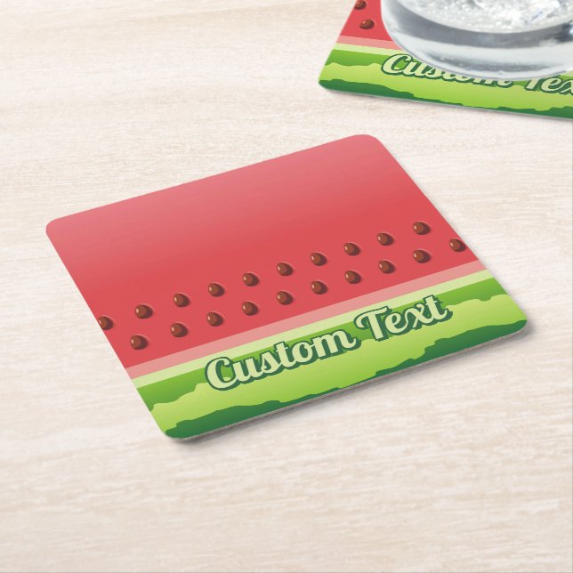 Watermelon Slice Background Paper Coaster (Angled)