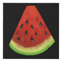 Watermelon slice black canvas art