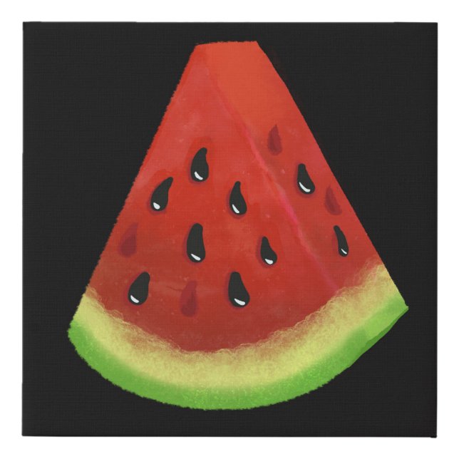 Watermelon slice black canvas art (Front)