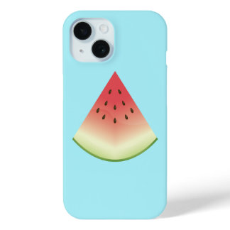 Watermelon Slice Cartoon Illustration On Blue iPhone 15 Case