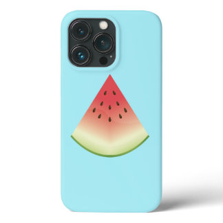 Watermelon Slice Cartoon Illustration On Blue iPhone 13 Pro Case