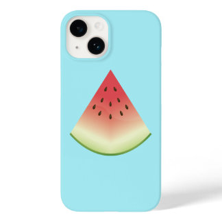 Watermelon Slice Cartoon Illustration On Blue Case-Mate iPhone 14 Case