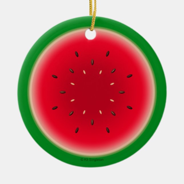 Watermelon Slice Ceramic Ornament (Front)