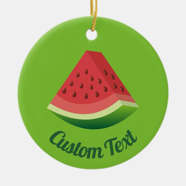 Watermelon Slice Ceramic Ornament (Front)