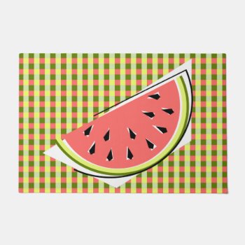 Watermelon Slice Check Doormat by QuirkyChic at Zazzle