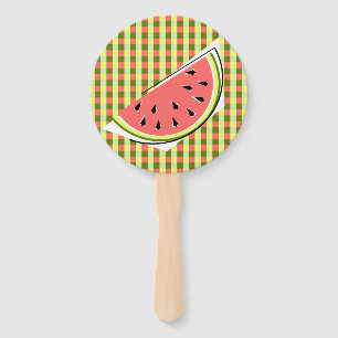 Watermelon Slice Check Hand Fan