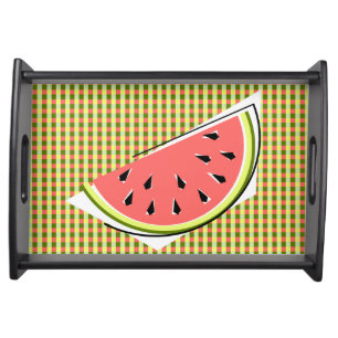 Watermelon Slice Check Serving Tray