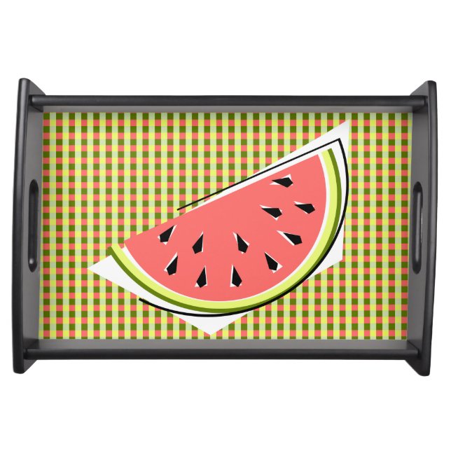 Watermelon Slice Check Serving Tray (Front)