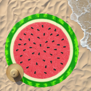 Watermelon Slice Cute Summer Fruit Food Round Beach Towel