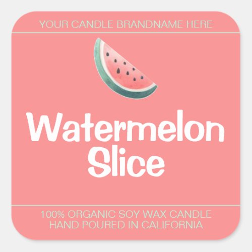 Watermelon Slice Cute Symbol Soy Candles Labels 