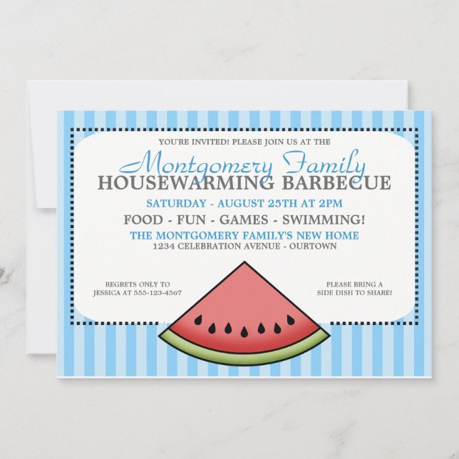 Watermelon Slice Family Housewarming Invitations (Front)