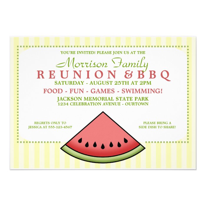 Watermelon Slice Family Reunion Invitations