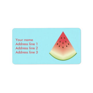 Watermelon Slice Illustration On Blue Label