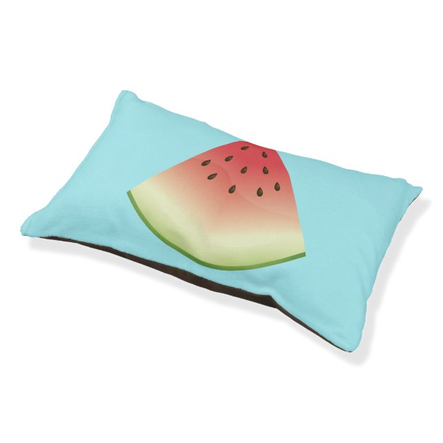 Watermelon Slice Illustration On Blue Pet Bed (Angled)